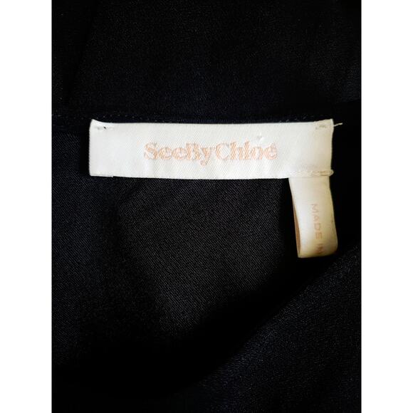 See By Chloe Crepe Studded Black Midi Dress Size 42 (US Size 6) - Picture 5 of 8